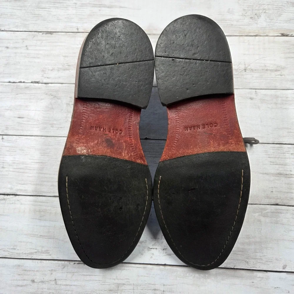 Cole Haan Chukka Boots Men 10M Brown C20293 Leather Suede Trim Lace Up Round Toe